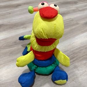 Vintage 1990s Prestige Toy Corp Neon Butterfly Bug Hand Puppet Plush Squeaker